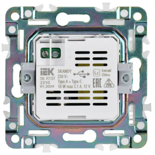 Розетка USB A+C 18Вт SKANDY SK-R13T титан IEK SK-U22-018-K48 фото 3