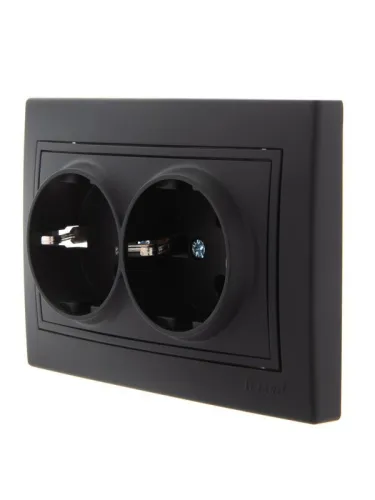 Розетка 2-м СП Mira 16А IP20 с заземл. керамика черн. бархат LEZARD 701-4242-127 фото 3