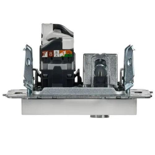 Розетка компьютерная + телевизионная 2-м Brite РТВ/РК12-БрБ RJ45 кат.5E + TV механизм бел. IEK BR-AK20-1-K01 фото 3