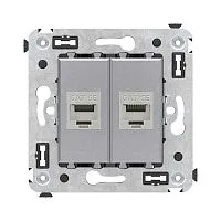 Розетка компьютерная 2-м СП Avanti "Закаленная сталь" RJ45 кат.5E без шторок экранир. механизм DKC 4404764