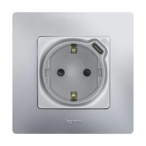 Розетка USB C Etika 16А 250В 1500мА 7.5Вт с заземл. защ. шторки безвинт. зажимы алюм. IEK 672488 фото 2