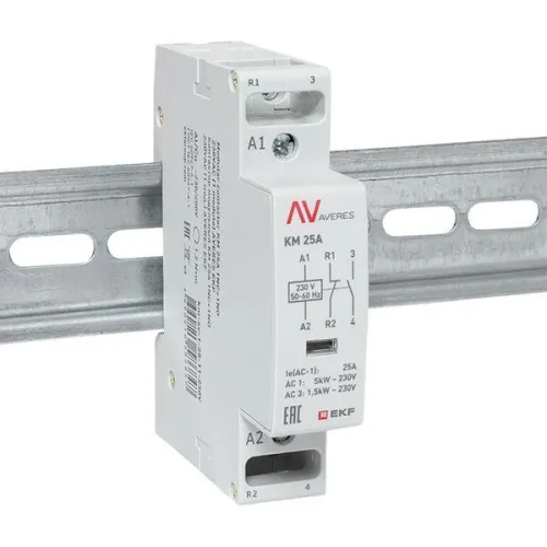 Контактор модульный КМ 25А 1NC+1NO 230VAC (1 мод.) AVERES EKF km-av-1-25-11-230V фото 2