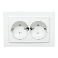 Розетка 2-м СП Минск 16А IP20 с заземл. защ. шторки бел. Basic EKF ERR16-128-100