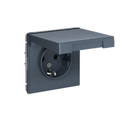 Розетка ArtGallery 16А IP20 с заземл. защ. шторки с крышкой механизм грифель SE GAL000746 фото 2
