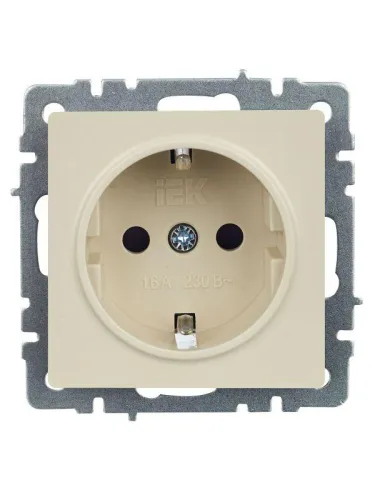 Розетка BRITE РС14-1-0-БрКр 16А с заземл. защ. шторки механизм беж. IEK BR-R14-16-K10 фото 2