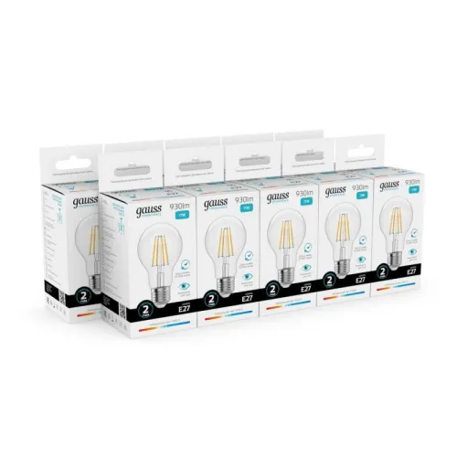 Лампа светодиодная филаментная Filament Elementary А60 11Вт 4100К Е27 930лм GAUSS 22221 фото 4