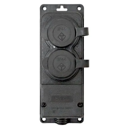 Колодка 2-м 16А IP44 2P+PE 230В с защ. крышками каучук PROxima EKF RPS-018-16-230-44-r фото 3