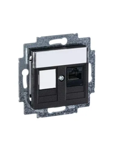 Розетка компьютерная Levit RJ45 кат.5E с заглушкой антрацит ABB 2CHH295117A6063 фото 3