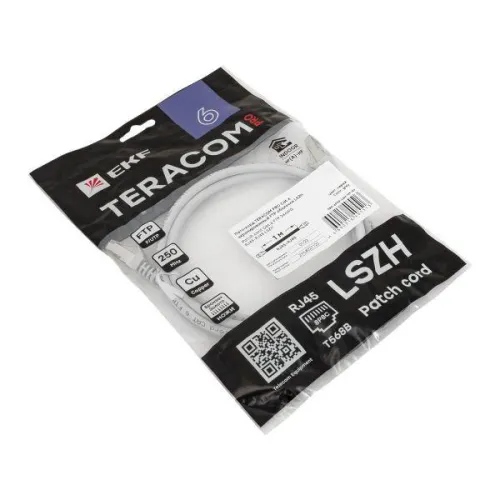 Патч-корд кат.6 экранированный FTP оболочка LSZH сер. (1.0м) TERACOM PRO EKF TRP-6FTP-LSH-1M-GY фото 4