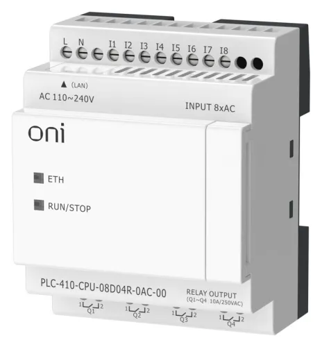 Модуль ЦПУ ПЛК 410 8 DI 4 RO 220В AC с Ethernet портом без экрана ONI PLC-410-CPU-08D04R-0AC-00 фото 5