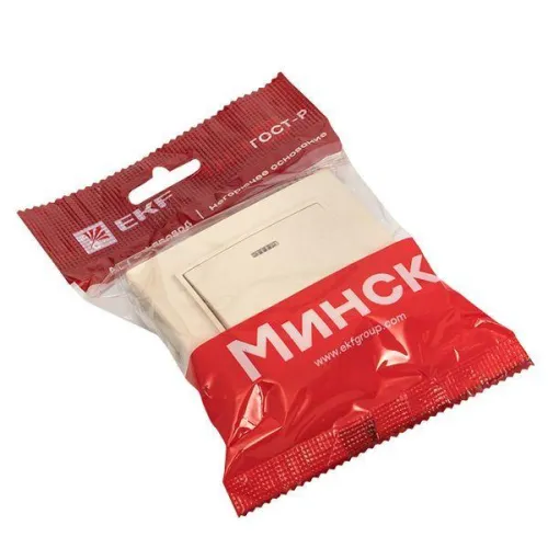 Выключатель 1-кл. СП Минск 10А IP20 с индикатором беж. EKF ERV10-121-20 фото 3