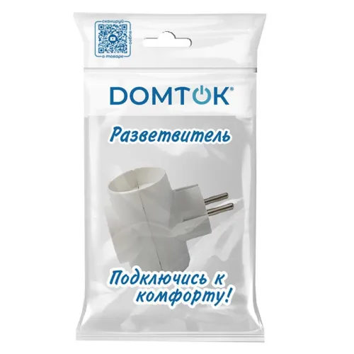 Разветвитель 3-м Т-образный без заземл. 10А 2200Вт 250В бел. DОМТОК 2662 фото 2