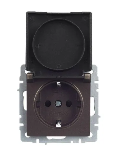 Розетка BRITE РСбш10-3-БрТБ 16А IP20 с заземл. защ. шторки с крышкой механизм бронза IEK BR-R16-16-K45 фото 6