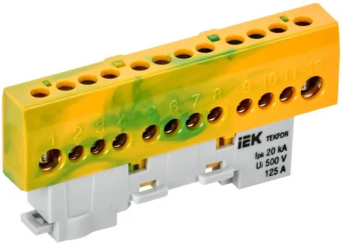 Шина PE "земля" изол. на универс. держ. 8х12-12-ЖЗ TEKFOR IEK TF-NN20-12-KL-K52