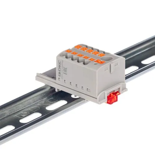 Блок распределительный зажим push-in 1 ввод 6кв.мм 10 точек подключения 2.5кв.мм сер. DKC DTP1-110-104SPUG фото 3