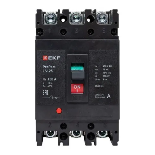 Выключатель автоматический LS125 18кА 3P 100А ProPact EKF mccb-125-18-3-100-ls фото 10