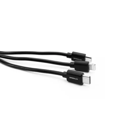 Кабель Micro USB-Lightning-Type C 3 в 1 3А 1.2м зарядка черн. (коробка) ERGOLUX 15099 фото 4
