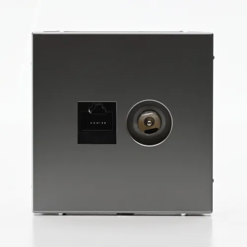 Розетка компьютерная + телевизионная 2-м СП ArtGallery RJ45 кат.5E + TV механизм сталь SE GAL000989 фото 9