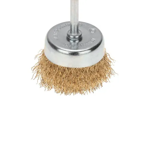 Щетка чашечная для дрели витая латунированная проволока 65мм Kranz KR-91-1254 фото 2