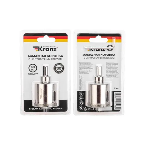 Коронка алмазная 40мм по керамограниту с центровочным сверлом Kranz KR-92-0012 фото 6
