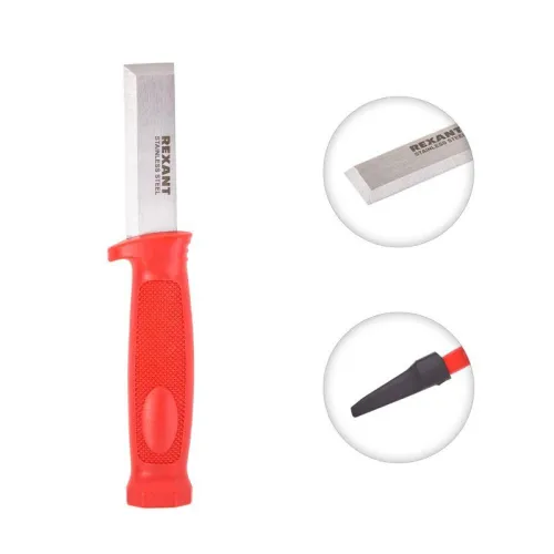 Нож-стамеска нержавеющая сталь лезвие 75х22мм Rexant 12-4934 фото 3