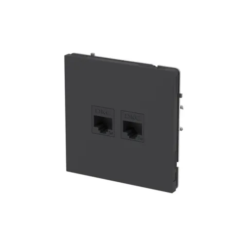 Розетка компьютерная 2-м KANT RJ45 кат.5E без шторки черн. уголь DKC 7012664 фото 3