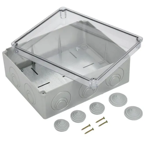 Коробка распаячная ОП 240х195х90 IP55 КМ41346 прозр. крыш. монт. плата IEK UKO10-240-195-090-K53-55 фото 2