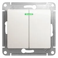 Выключатель 2-кл. СП Glossa 10А IP20 (сх. 5а) 10AX с подсветкой механизм перламутр. SE GSL000653