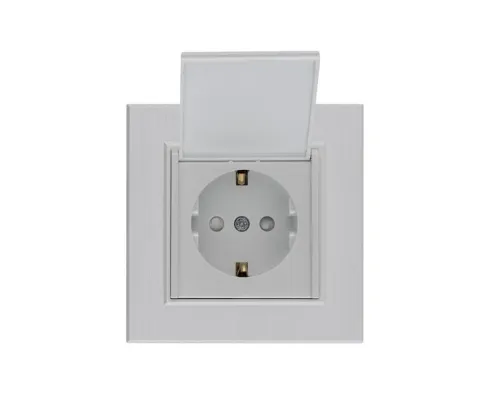 Розетка 1-м с крышкой Karea LINE STAR с заземл. жемчуж. Makel 86100029