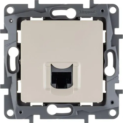 Розетка компьютерная 1-м СП Etika RJ45 кат.5E UTP механизм сл. кость IEK 672341 фото 2