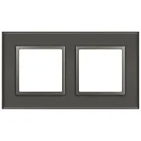 Рамка 2-м Elegance 14-5102-16 для розеток и выключателей стекло титан Эра Б0065835