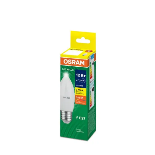 Лампа светодиодная LED G4 Value LVCLB100 12W/927 CRI95 12Вт 2700К 1200лм свеча матов. E27 170-250В OSRAM 4099854308758 фото 6