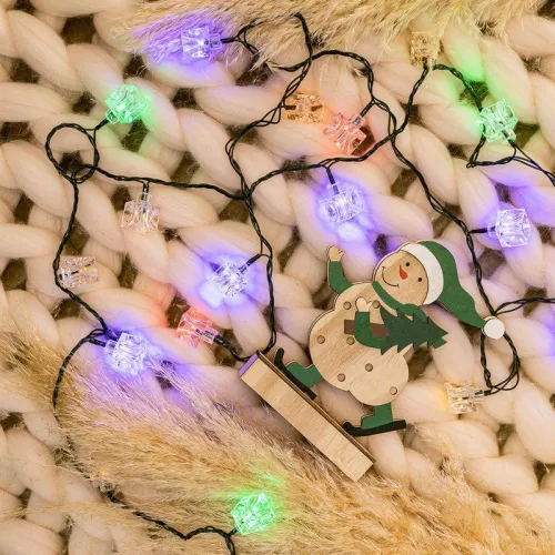 Гирлянда светодиодная "Кубики" 2.8м 20LED мультиколор 2Вт IP20 с контроллером 8 режимов Neon-Night 303-061 фото 2