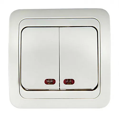 Выключатель 2-кл. СП Classico 2123 10А IP20 с подсветкой бел. ASD / IN HOME 4680005959877