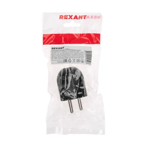 Вилка Евро прямая с з/к 16А черн. Rexant 11-8950 фото 3