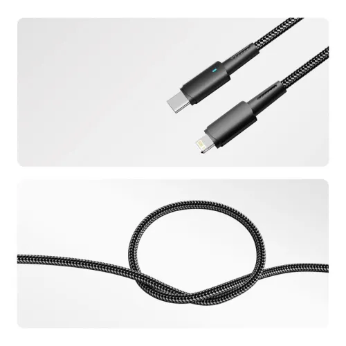 Кабель Type-C-Lightning для Apple 3А 1м черн. нейлон. оплетка световая индикация Rexant 18-7069 фото 3