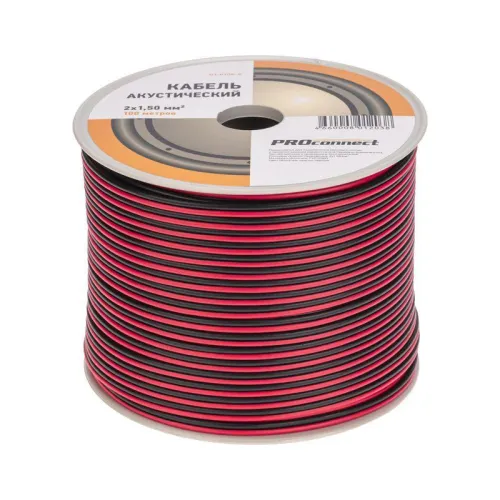 Кабель Stereo 2х1.5 красн./черн. бухта (м) PROCONNECT 01-6106-6 фото 3