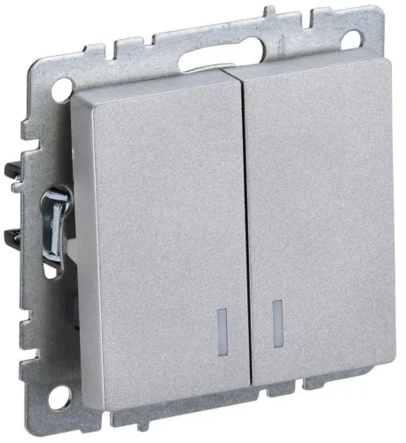 Выключатель 2-кл. СП BRITE ВС10-2-1-БрА 10А с индик. механизм алюм. IEK BR-V20-1-10-K47