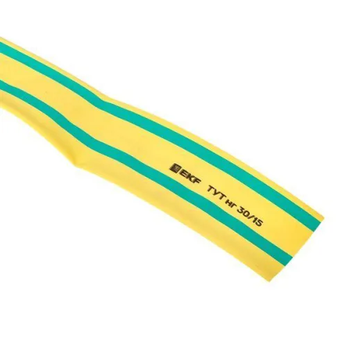 Трубка термоусадочная ТУТ нг 30/15 желт./зел. (уп.50м) EKF tut-30-yg фото 5