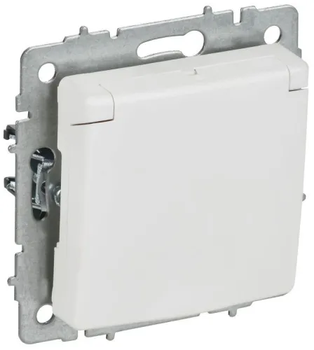 Розетка BRITE РСбш10-3-БрАБ 16А IP20 с заземл. защ. шторки с крышкой механизм арктич. бел. IEK BR-R16-16-K91