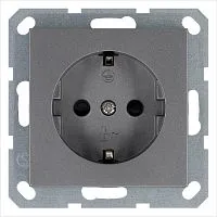 Розетка 1-м Shuko 16А IP20 с заземл. защ. шторки механизм алюм. Jasmart G5501S