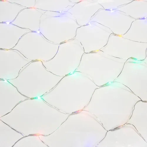 Гирлянда светодиодная "Сеть" 1х1.5м 96LED мультиколор 12Вт 220-240В IP20 с контроллером 8 режимов провод ПВХ прозр. Neon-Night 215-119-6 фото 5