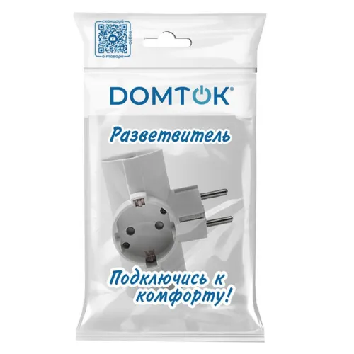 Разветвитель 3-м с заземл. 16А 3500Вт 250В Т-образ. с выключателем бел. DОМТОК 2663 фото 2