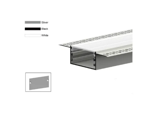 Профиль алюминиевый для встраивания в ГКЛ 2000х88х17 (46.7х17.9 площадка для ленты 37.2мм) (дл.2м) VARTON V4-R0-70.0001.KIT-8817BG