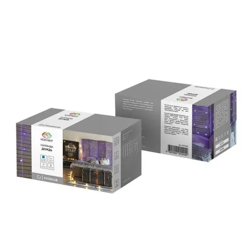 Гирлянда светодиодная "Светодиодный Дождь" 1.5х1м 96LED син. 8Вт 230В IP20 свечение с динамикой с контроллером провод прозр. Neon-Night 235-023 фото 3