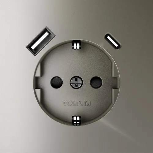 Розетка 1-м СП S70 16А с USB A+С с заземл. защ. шторки механизм шелк Voltum VLS040504 фото 4