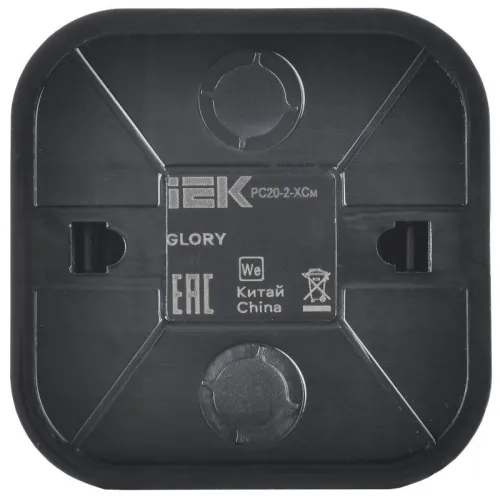 Розетка ОП GLORY РС20-2-ХСм 10А без заземл. без защ. шторок сталь матов. IEK ERH10-K46M-10 фото 4