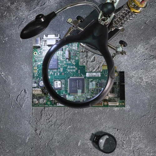 Держатель "третья рука" с лупой х2.5 подставка под паяльник LED подсветка Rexant 12-0250 фото 12