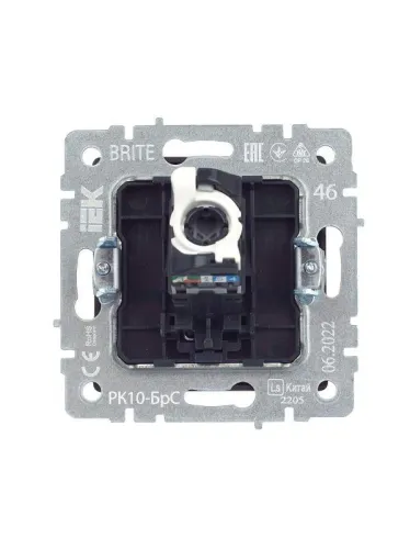 Розетка компьютерная СП RJ45 кат.5E BRITE РК10-БрС механизм сталь IEK BR-K10-1-K46 фото 4