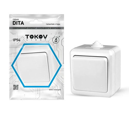 Выключатель 1-кл. ОП Dita IP54 10А 250В бел. TOKOV ELECTRIC TKL-DT-V1-C01-IP54